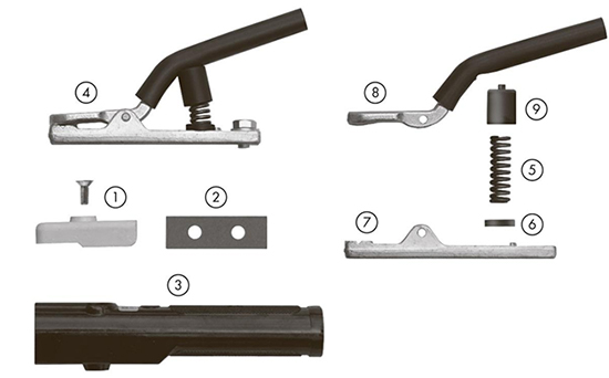 Схема электрододеражателя-клещи Рвелд