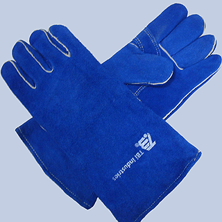 Перчатки спилковые синие для МИГ/МАГ сварки, TBi (Германия)